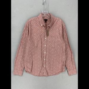 NWT J Crew Mens Shirt Size Medium Red Anchor Print Long Sleeve Button Up